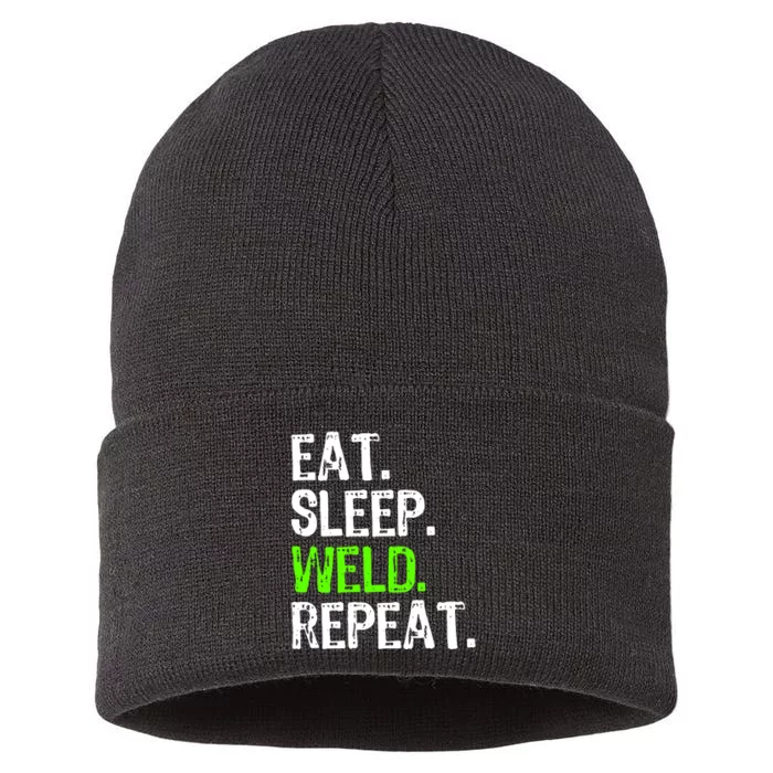 Eat Sleep Weld Repeat Sustainable Knit Beanie