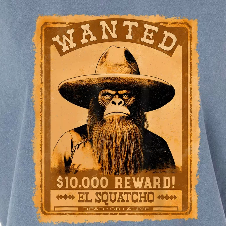 El Squatcho Wanted Poster – Western Bigfoot Funny Sasquatch Garment-Dyed Women's Muscle Tee