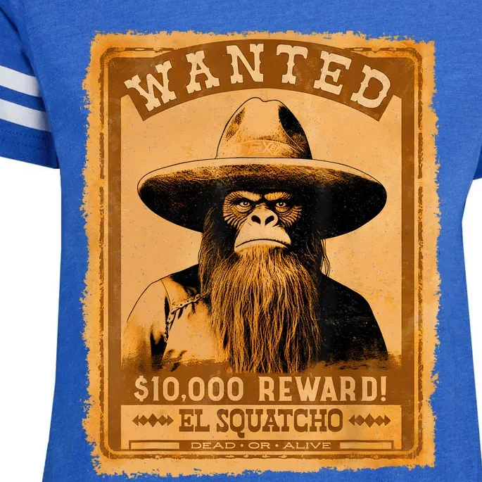 El Squatcho Wanted Poster – Western Bigfoot Funny Sasquatch Enza Ladies Jersey Football T-Shirt