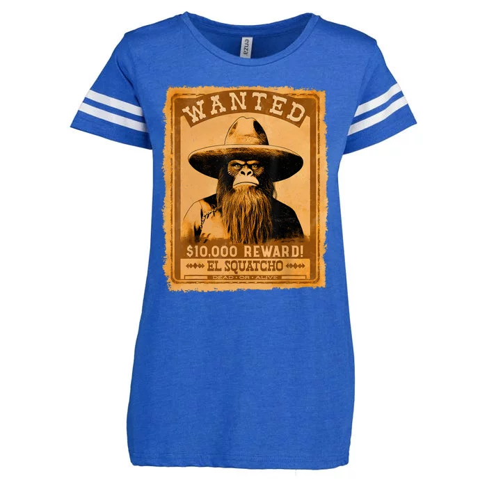 El Squatcho Wanted Poster – Western Bigfoot Funny Sasquatch Enza Ladies Jersey Football T-Shirt