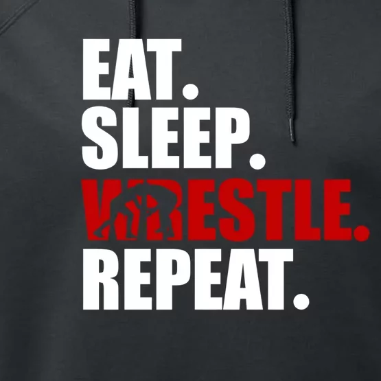 Eat Sleep Wrestle, Repeat Wrestle Performance Fleece Hoodie