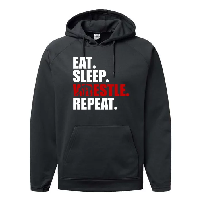 Eat Sleep Wrestle, Repeat Wrestle Performance Fleece Hoodie