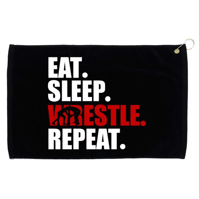 Eat Sleep Wrestle, Repeat Wrestle Grommeted Golf Towel