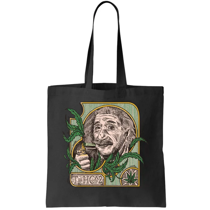 Einstein Smoking Weed Tote Bag