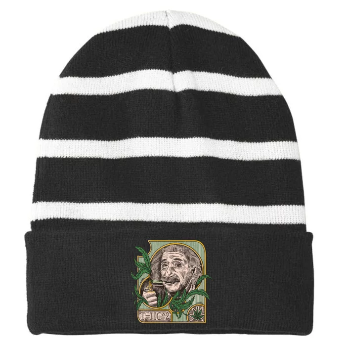 Einstein Smoking Weed Striped Beanie with Solid Band