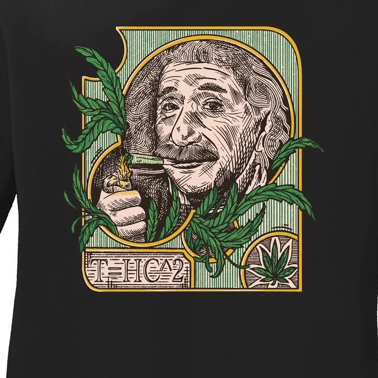 Einstein Smoking Weed Ladies Long Sleeve Shirt