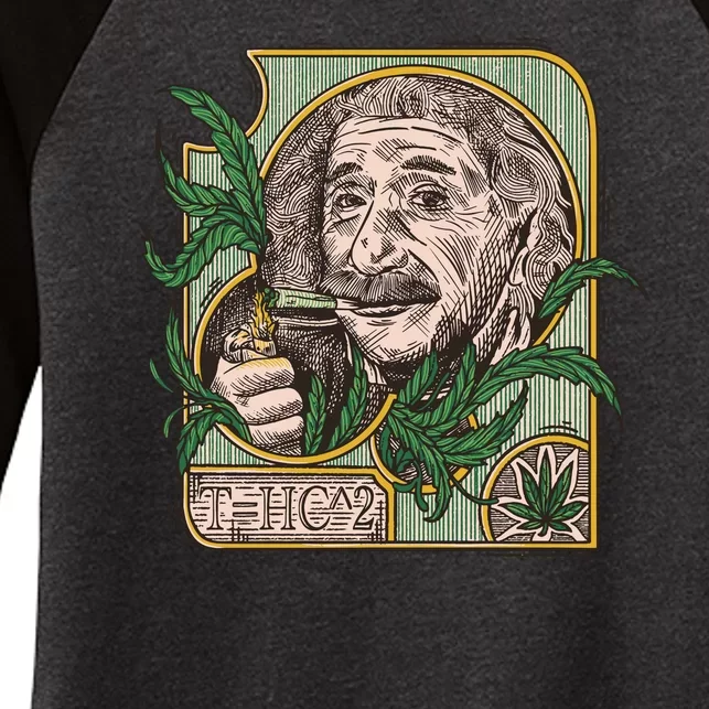 Einstein Smoking Weed Women's Tri-Blend 3/4-Sleeve Raglan Shirt