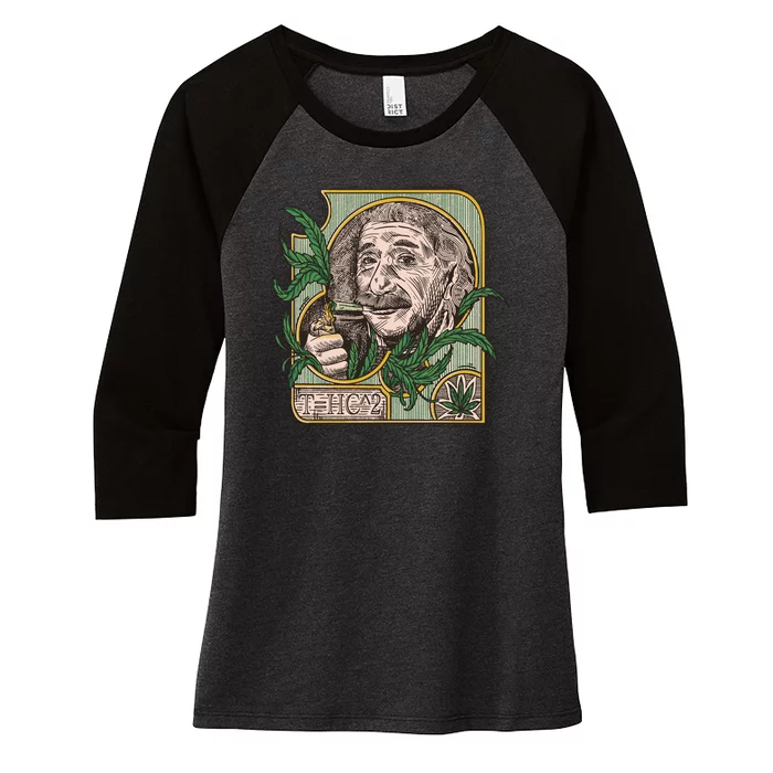 Einstein Smoking Weed Women's Tri-Blend 3/4-Sleeve Raglan Shirt