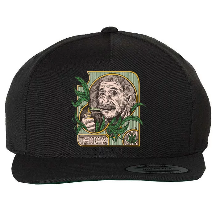 Einstein Smoking Weed Wool Snapback Cap