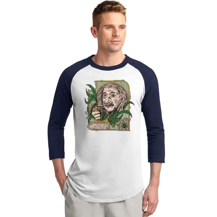 Einstein Smoking Weed Baseball Sleeve Shirt