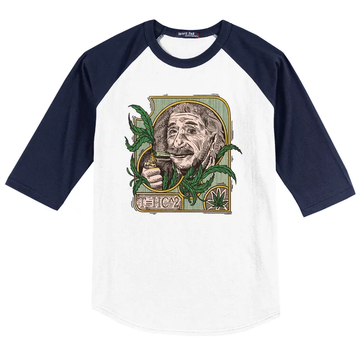 Einstein Smoking Weed Baseball Sleeve Shirt