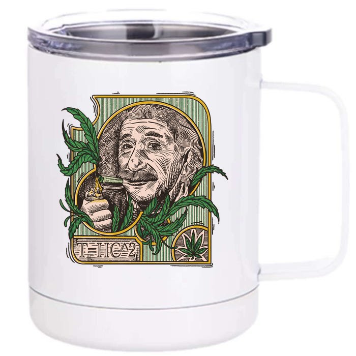 Einstein Smoking Weed Front & Back 12oz Stainless Steel Tumbler Cup