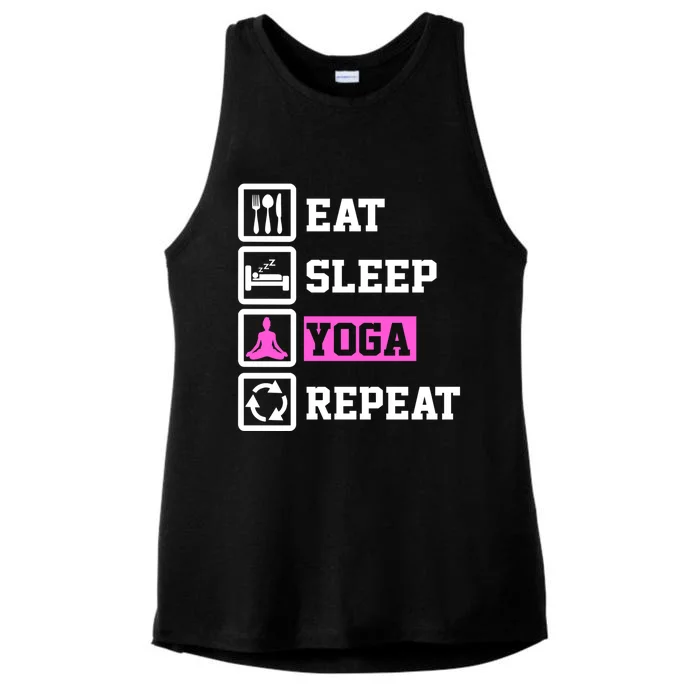 Eat Sleep Yoga Repeat Funny Yoga Lover Gift Ladies Tri-Blend Wicking Tank