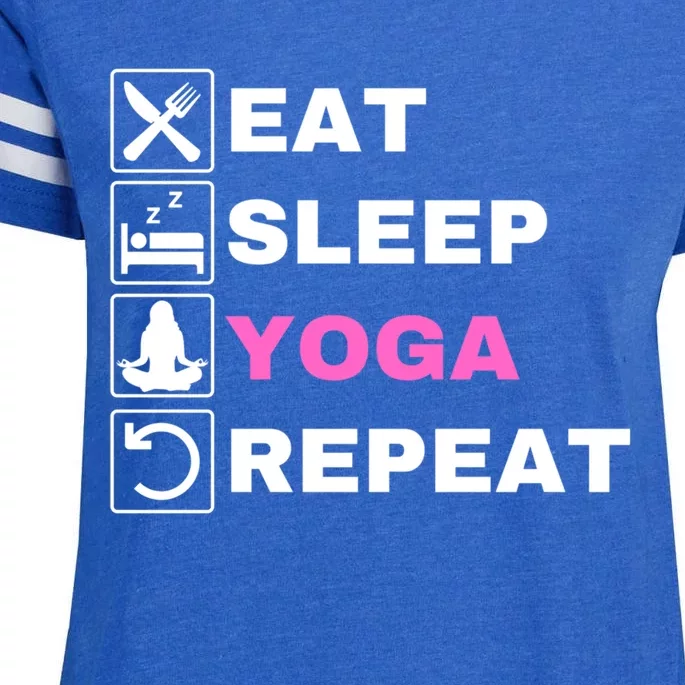 Eat Sleep Yoga Repeat Exercise Gym Funny Yoga Funny Workout Cute Gift Enza Ladies Jersey Football T-Shirt