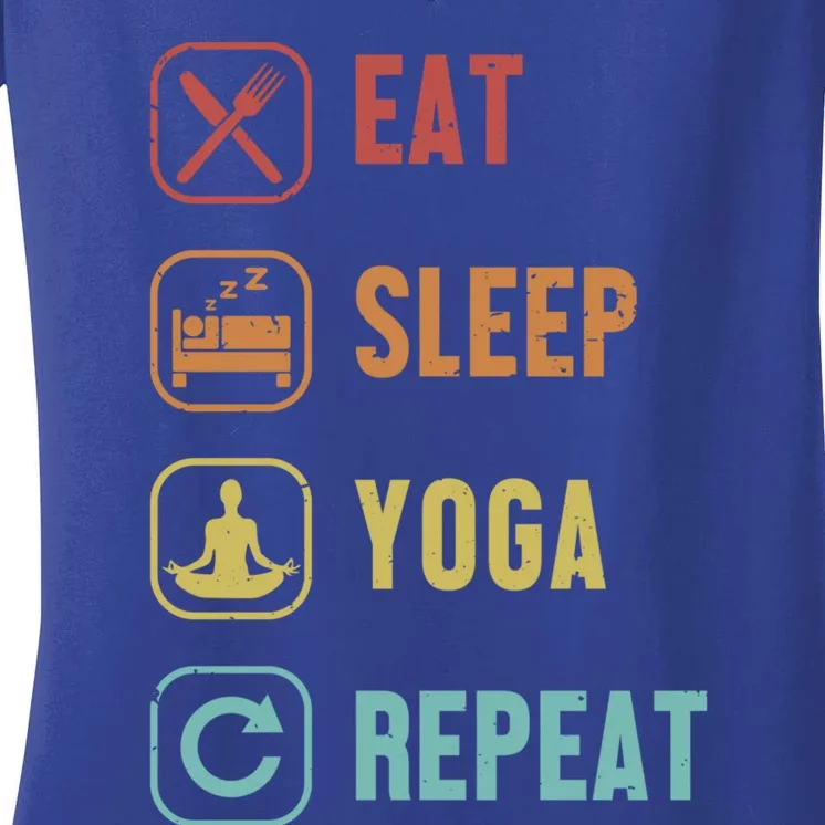 Eat Sleep Yoga Repeat Ashtanga Hatha Asanas Kundalini Yoga Meaningful Gift Women's V-Neck T-Shirt