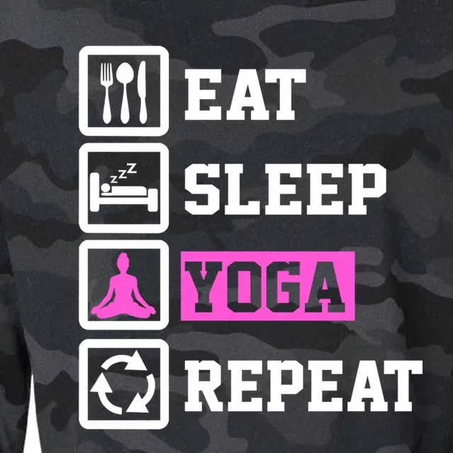 Eat Sleep Yoga Repeat Funny Yoga Lover Funny Gift Cropped Pullover Crew