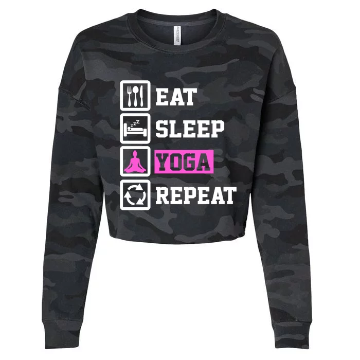 Eat Sleep Yoga Repeat Funny Yoga Lover Funny Gift Cropped Pullover Crew