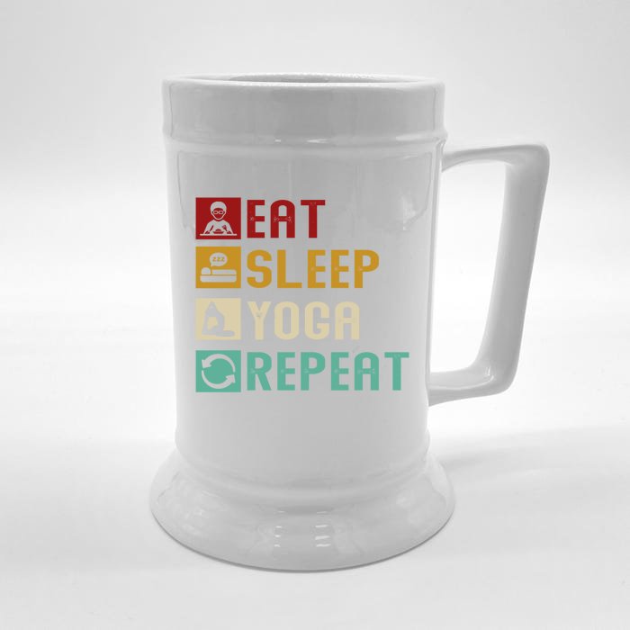 Eat Sleep Yoga Repeat Meditation Yoga Vintage Quotes Sayings Cool Gift Front & Back Beer Stein