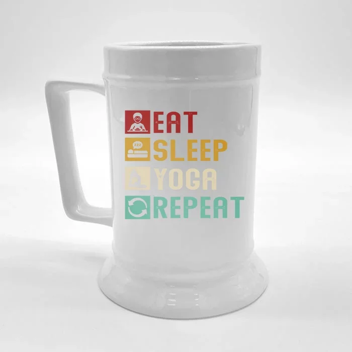 Eat Sleep Yoga Repeat Meditation Yoga Vintage Quotes Sayings Cool Gift Front & Back Beer Stein