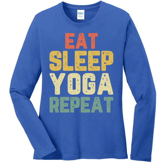 Eat Sleep Yoga Repeat Teacher Spiritual Vintage Funny Gift Ladies Long Sleeve Shirt