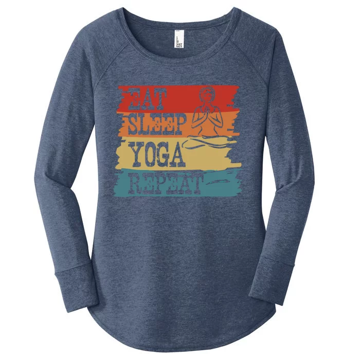 Eat Sleep Yoga Repeat Retro Vintage Yoga Lovers Gift Women's Perfect Tri Tunic Long Sleeve Shirt