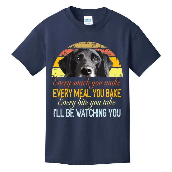 Every Snack You Make Every Meal You Bake Black Labrador Kids T-Shirt