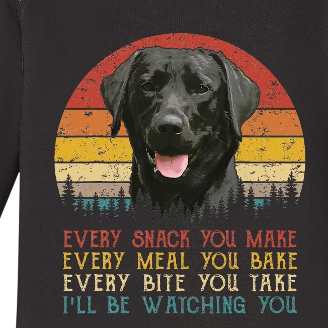 Every Snack You Make Dog Black Labrador Retriever Baby Long Sleeve Bodysuit