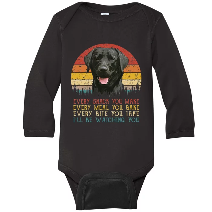 Every Snack You Make Dog Black Labrador Retriever Baby Long Sleeve Bodysuit