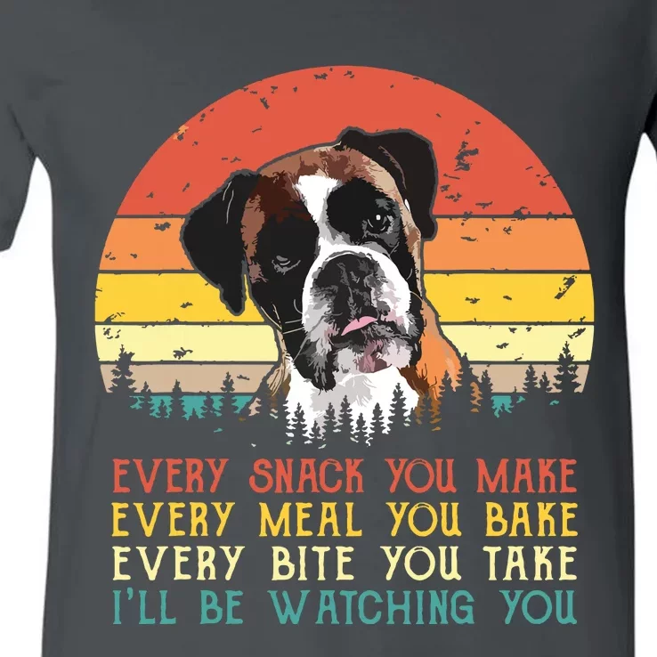 Every Snack You Make Dog Boxer Dog Dad Dog Mom V-Neck T-Shirt