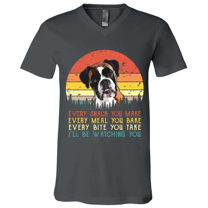 Every Snack You Make Dog Boxer Dog Dad Dog Mom V-Neck T-Shirt