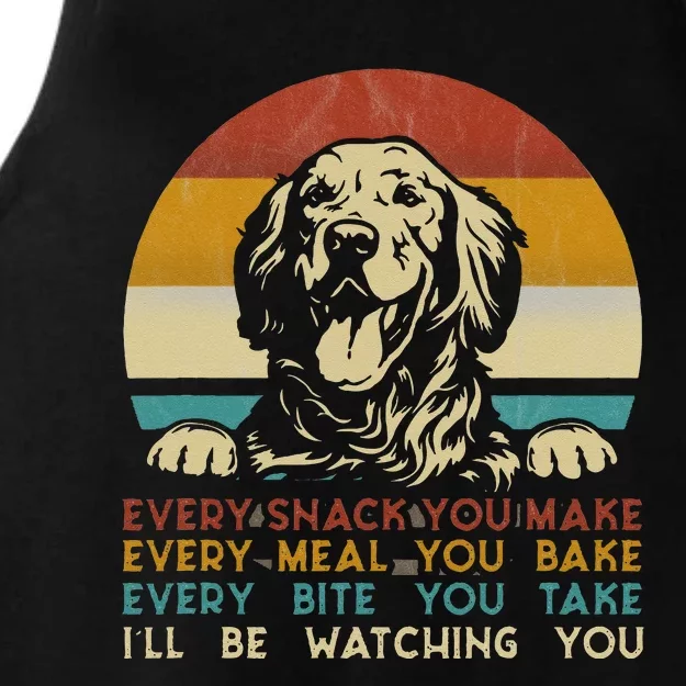 Every Snack You Make Golden Retriever Dog Breed Retro Ladies Tri-Blend Wicking Tank