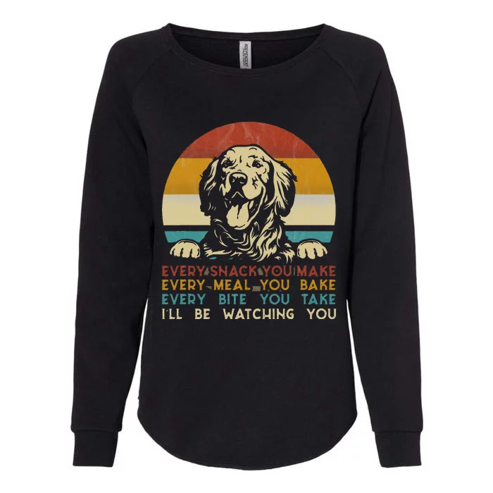 Every Snack You Make Golden Retriever Dog Breed Retro Womens California Wash Sweatshirt