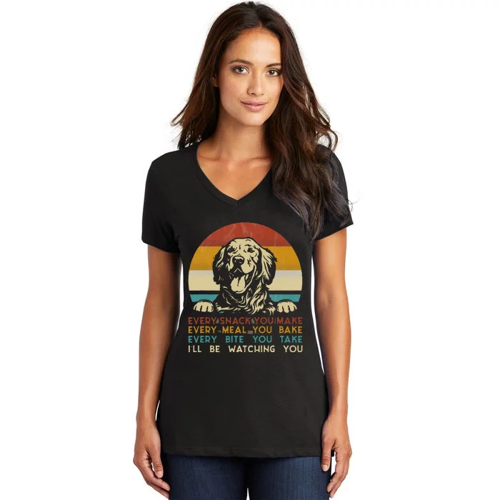 Every Snack You Make Golden Retriever Dog Breed Retro Women's V-Neck T-Shirt