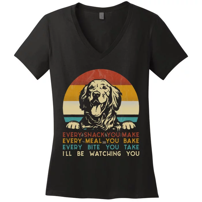 Every Snack You Make Golden Retriever Dog Breed Retro Women's V-Neck T-Shirt