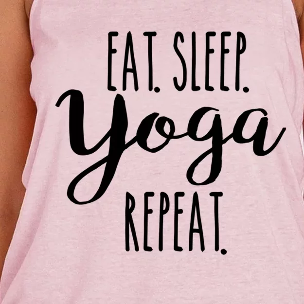 Eat Sleep Yoga Repeat Funny Love Yoga Cute Workout Gift Women's Knotted Racerback Tank