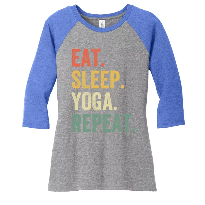 Eat Sleep Yoga Repeat Funny Meditation Vintage Gift Women's Tri-Blend 3/4-Sleeve Raglan Shirt