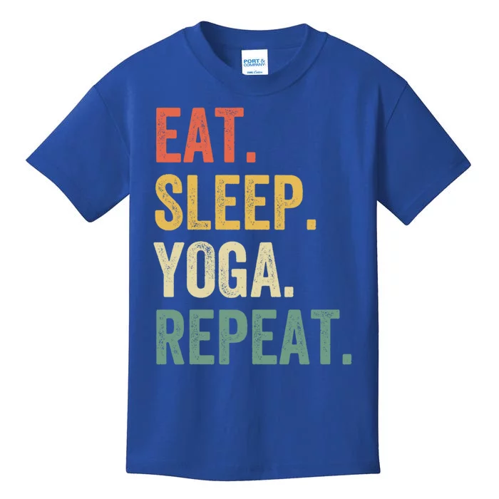 Eat Sleep Yoga Repeat Funny Meditation Vintage Gift Kids T-Shirt