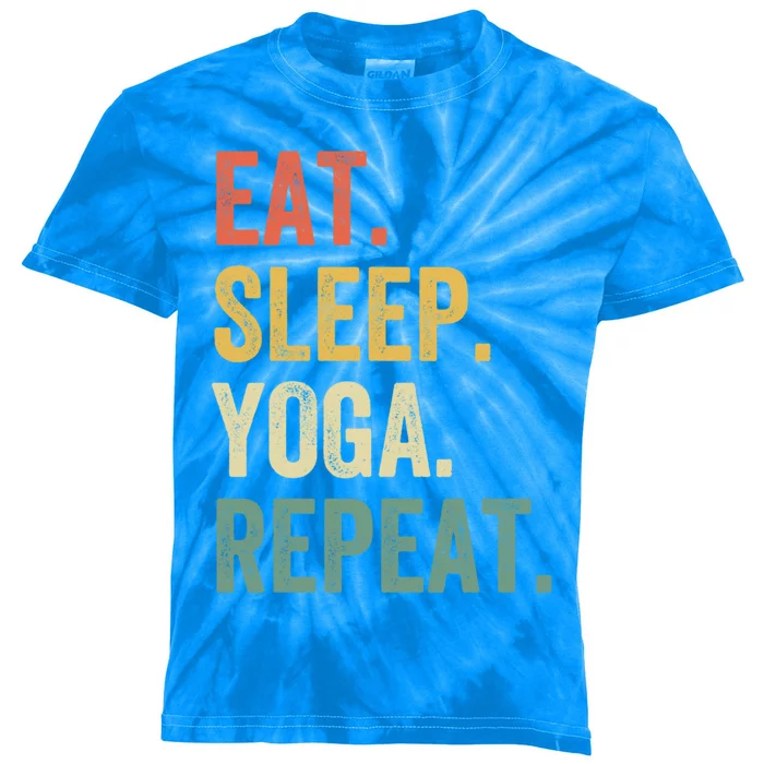 Eat Sleep Yoga Repeat Funny Meditation Vintage Gift Kids Tie-Dye T-Shirt