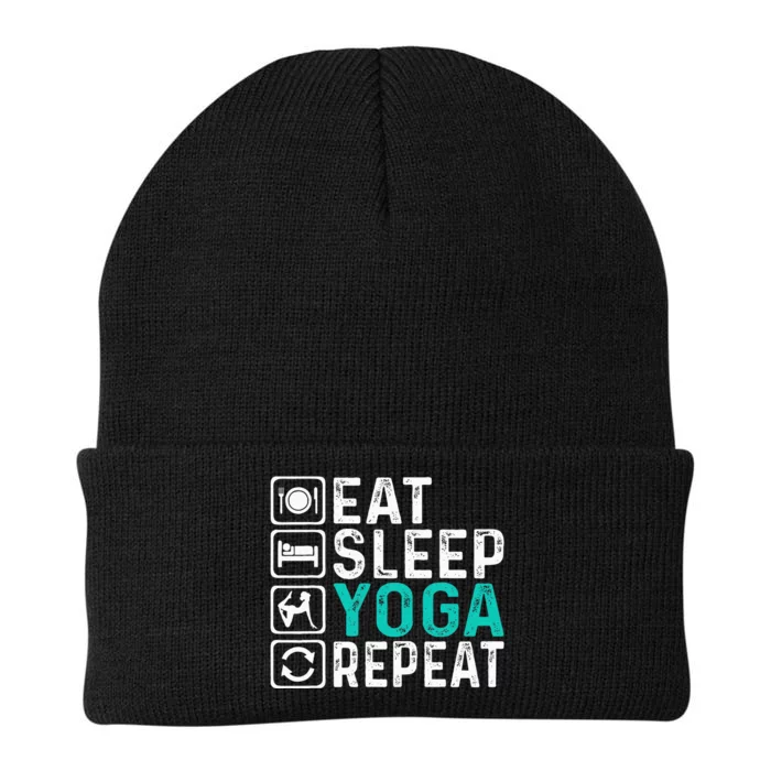 Eat Sleep Yoga Repeat Funny Yoga Lovers Knit Cap Winter Beanie