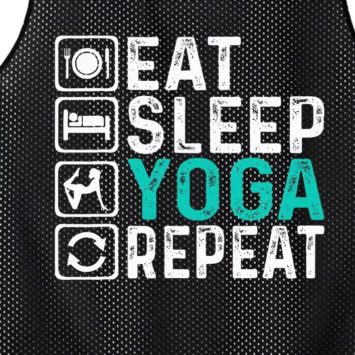 Eat Sleep Yoga Repeat Funny Yoga Lovers Mesh Reversible Basketball Jersey Tank