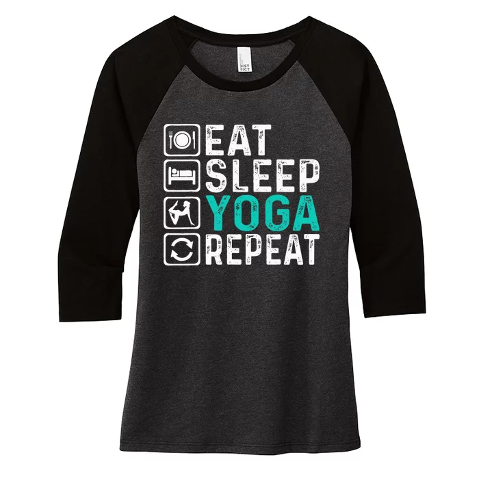 Eat Sleep Yoga Repeat Funny Yoga Lovers Women's Tri-Blend 3/4-Sleeve Raglan Shirt