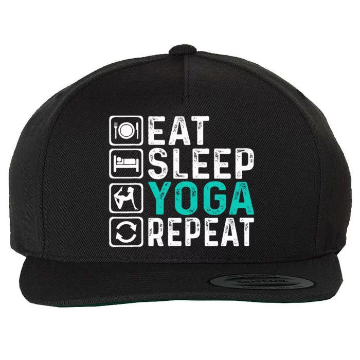 Eat Sleep Yoga Repeat Funny Yoga Lovers Wool Snapback Cap