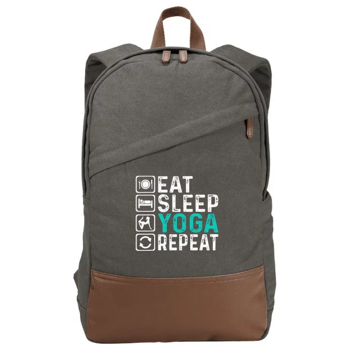 Eat Sleep Yoga Repeat Funny Yoga Lovers Cotton Canvas Backpack