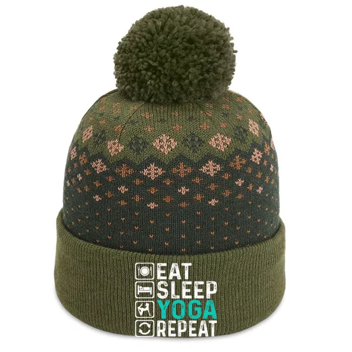 Eat Sleep Yoga Repeat Funny Yoga Lovers The Baniff Cuffed Pom Beanie