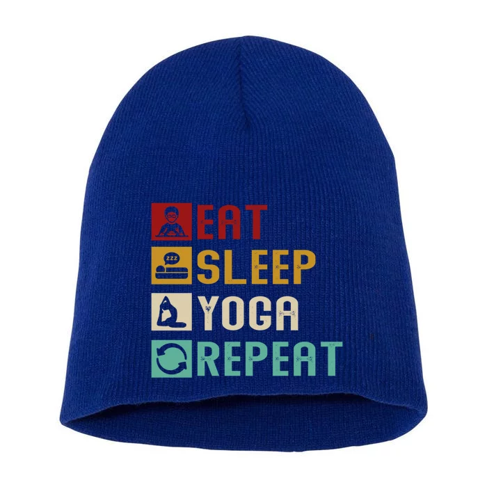 Eat Sleep Yoga Repeat Meditation Yoga Vintage Quotes Sayings Gift Short Acrylic Beanie