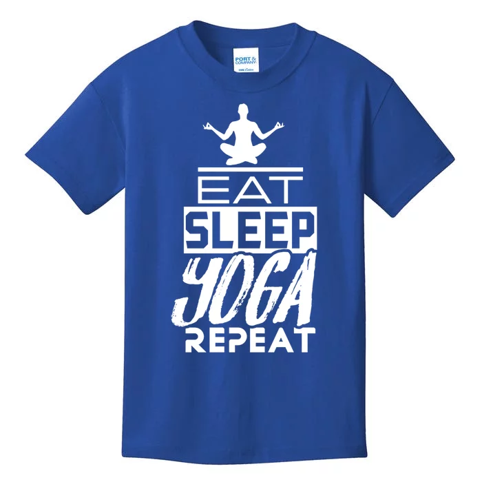 Eat Sleep Yoga Repeat Meditation Meditate Sayings Coach Funny Gift Kids T-Shirt