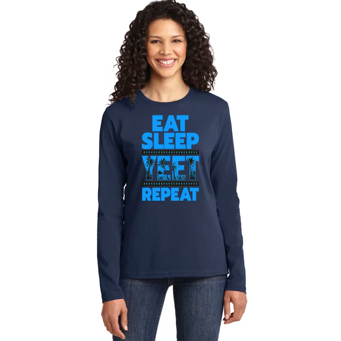 Eat Sleep Yeet Repeat Vintage Ladies Long Sleeve Shirt