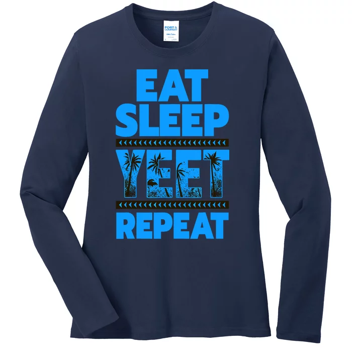 Eat Sleep Yeet Repeat Vintage Ladies Long Sleeve Shirt