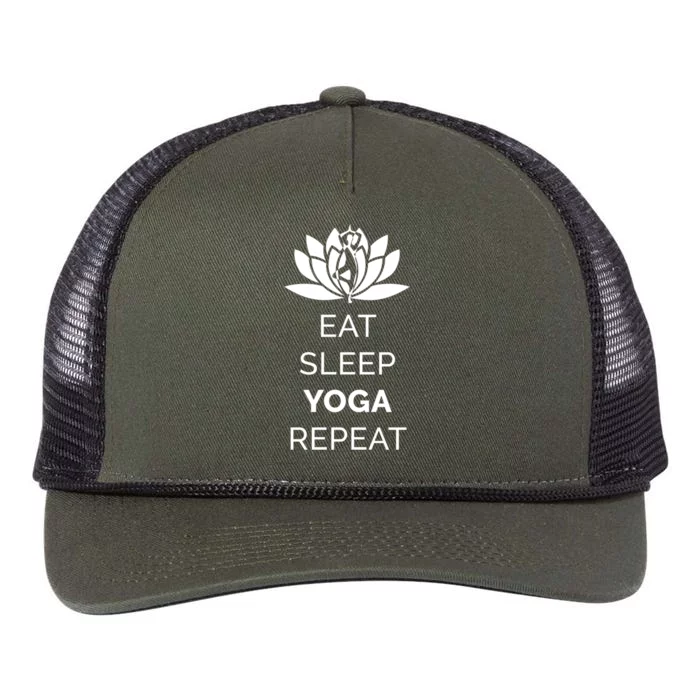 Eat Sleep Yoga Repeat Great Gift Retro Rope Trucker Hat Cap