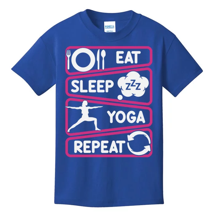 Eat Sleep Yoga Repeat Meditation Fitness Workout Yoga Gift Kids T-Shirt